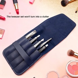 Tweezers for Women Facial Hair, 5Pcs Set, Round tip Eyebrow Tweezer for men, Professional Stainless Steel Pointed Splinter Ingrown Hair removal