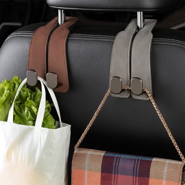 Ganchos de Almacenamiento para Asientos de Coche,Ganchos 2 en 1 para Reposacabezas,Ganchos para Reposacabezas de coche,Capacidad para Bolsos Mochilas y Teléfonos Móviles (Gray-2pcs)