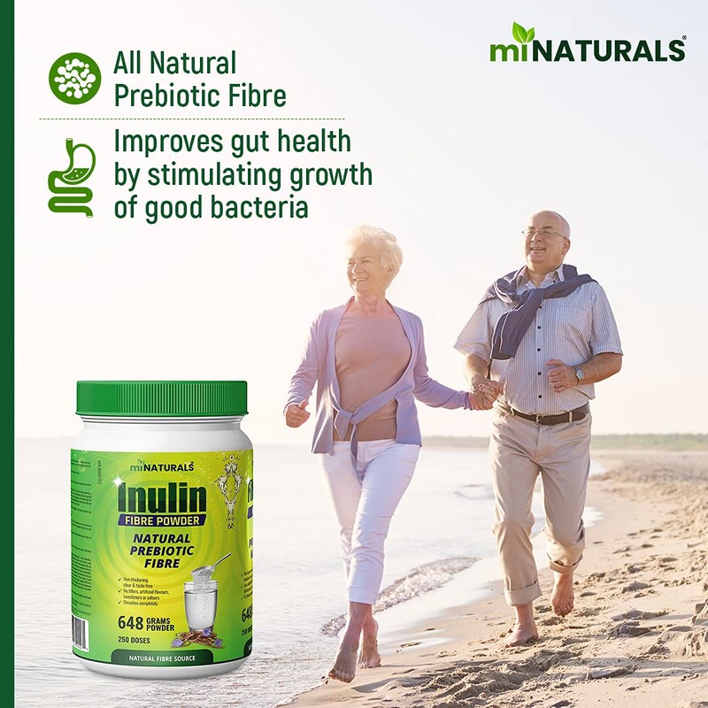 Pure Inulin Fiber Powder, Natural Prebiotic Fibre Supplement, Clear and
