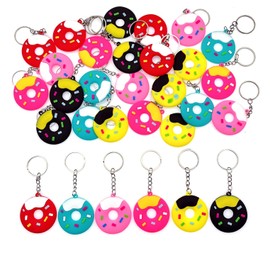 JZK 30 x Donut Key Fob Donut Key Ring Cute Theme Party Favours Wedding Party Bag Fillers Kids Birthday Party Giveaways Thank You Gift Backpack Key Ring