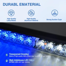 Nilight 24LED Traffic Advisor Strobe Lights 2 In 1 Blue White Emergency Warning Hazard Safety Dash Front/Rear Windshield Flashing Light for Cars Trucks Police Firefighter Plow Construction Vehicles