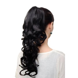WIG ME UP SA09-3 Hairpiece ponytail extension very long BEAUTIFUL wavy slightly curly curls dark brown 20inch
