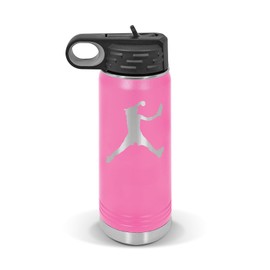 RDW Softball Pitcher Water Bottle 20 oz - Laser Engraved w/Flip Top Removable Straw - Polar Camel - Stainless - Vacuum Insulated - Drinkware - Womans Female Slow Fast Pitch Soft Ball - Pink