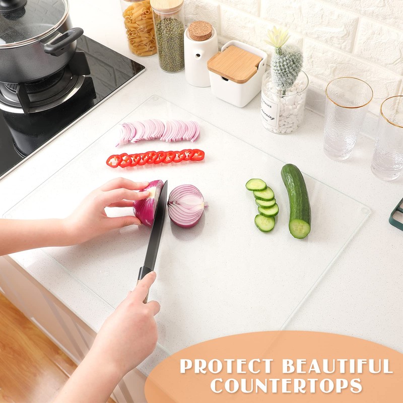 Hoolerry Large Tempered Glass Cutting Board for Kitchen Clear Cutting