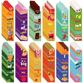 Fainne 72 Pieces Scented Scratch and Sniff Bookmarks for Kids Snack Fruit Scented Bookmarks Funny Classroom Smelly Bookmark for Students Teenager School Office Home, 12 Style