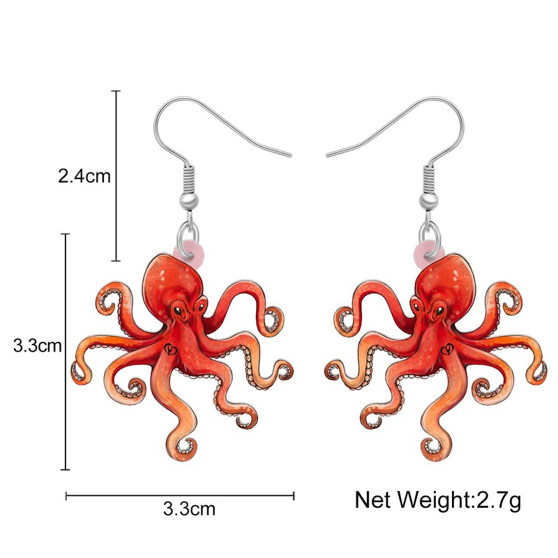 LONYOO Colorful Octopus Earrings Acrylic Dangle Jewelry for Women Gifts