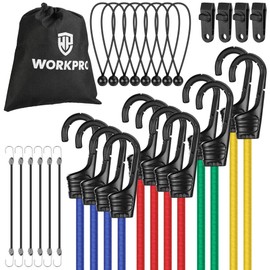 WORKPRO 30-PC Bungee Cords Assortment Includes 10" 18" 24" 32" 40"Bungee Cord w/Hooks
