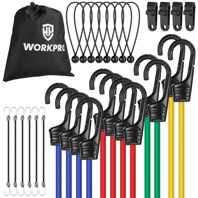 WORKPRO 30-PC Bungee Cords Assortment Includes 10" 18" 24" 32"