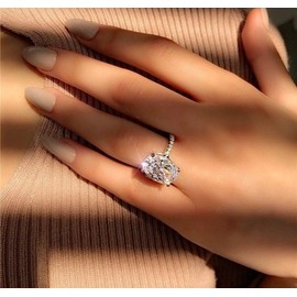 Goldenchen Fashion Jewelry Platinum Plated Sterling Silver Women Wedding Rings 3 Carat Oval Cut Cubic Zirconia Solitaire Engagement Ring (8)