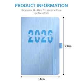 Cyleibe 2026 Page a Day Diary, A5 Diary from Jan to Dec, Full Year Daily Planner with Colorful Monthly Tabs, Schedule Table, Bookmarks, Elastic Inner Strap & Pen Holder (Blue)