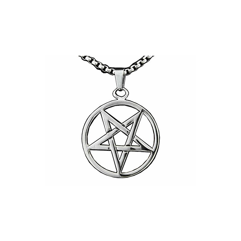 Pagan Wicca Inverted Star Pentagram Pendant Men's 316L Stainless Steel