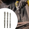 Milageto 3Pcs Four Flute Sawtooth Eccentric Drill Bits Hexagon Shank