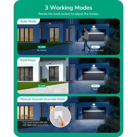 EDISHINE 2 Pack 240° Motion Sensor, Replacement Motion Detector for Outdoor Lights, Adjustable Time & Detection Range Up to 60FT, 3 Modes PIR Motion Sensor for Floodlight, Brown, UL Listed