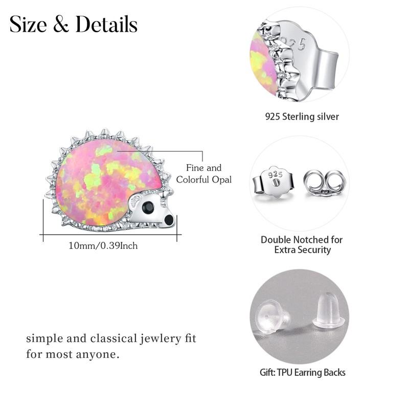 CUOKA MIRACLE Hedgehog Earrings Sterling Sliver Opal Hedgehog Earrings Stud