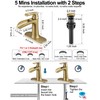 HOIGY Waterfall Faucet, Brass Gold Bathroom Faucet 1 Hole, 1