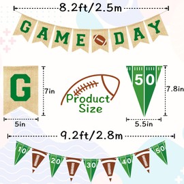 VILIFEVER VILIFEVER Game Day Burlap Banner Football Themed Garland Bunting, Football Birthday Party Decorations, Football Concessions Stand Hanging Sign Outdoor Home Decor