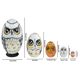5 Pcs Wooden Owl Dolls Handmade Matryoshka Doll Egg Stackable Wooden Kids Birthday Christmas New Year