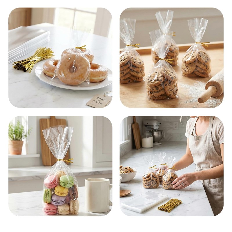 200 sacchetti trasparenti in cellophane da 25 x 12 cm,