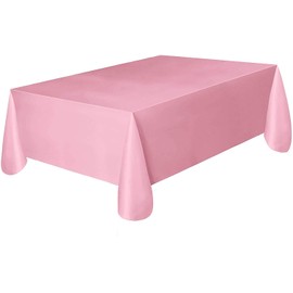 QQOUTLET Pack of 4: Disposable Plastic Tablecloths/Table Covers, 54 x 108 inches Each (Pink)