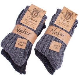 BRUBAKER Warm Alpaca Socks for Men or Women - 4 Pairs