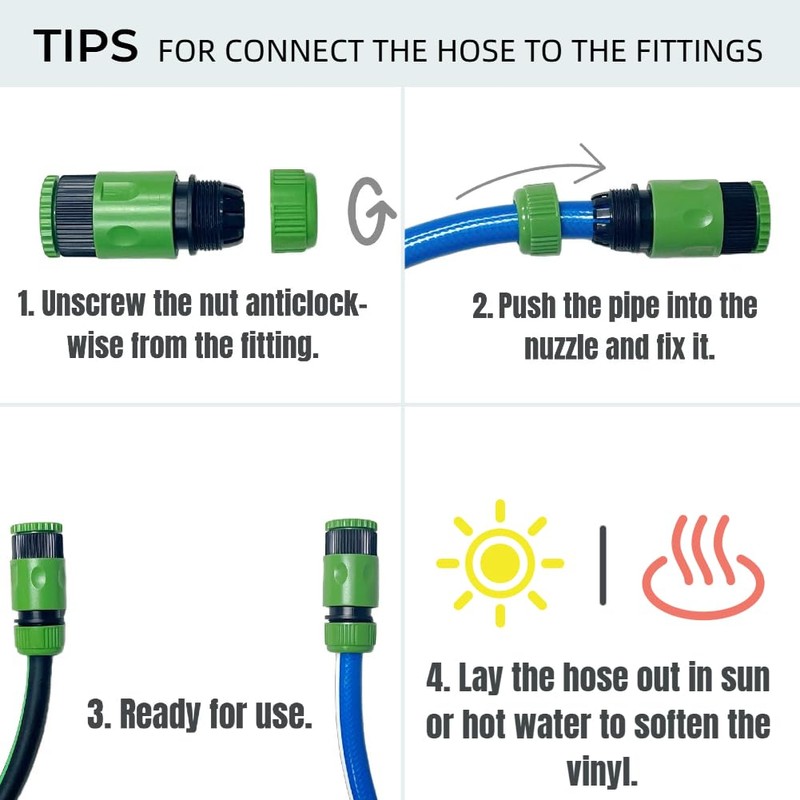 Dcizlont Short Garden Hose Set, with 2 Hose Connectors, 1.5m