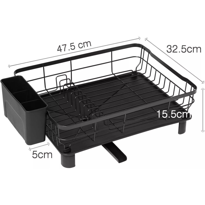 AIDERLY Stainless Steel Kitchen Dish Drying Rack w/ Utensil Holder