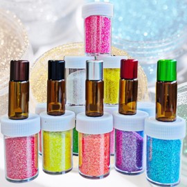 5-Pack Brown Glass Craft Vials with Aluminum Caps and Silicone Seals - 5ml Waterproof Mini Boxs for Bead Storage and Craft Organization