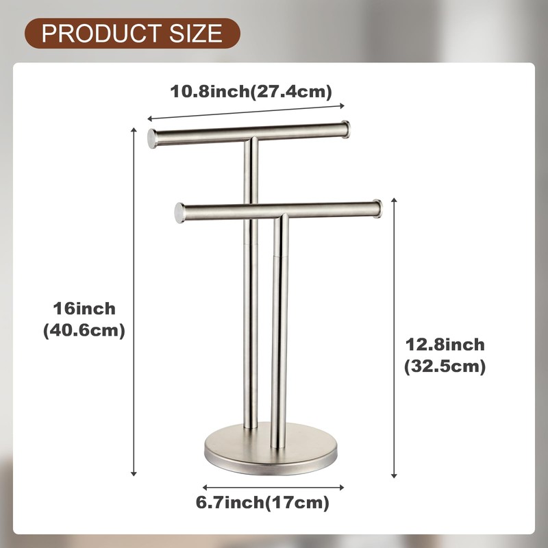 SHUNLI Hand Towel Holder Stand, Double Towel Rack Free Standing