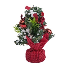 ZONADAH Tabletop Christmas Tree 21cm Mini Table Top Christmas Small Artificial Xmas Tree Decoration Artificial Xmas Tree Christmas for Home Office Tabletop Decor Red