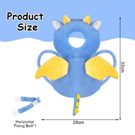 Vicloon Baby Head Protector, Adjustable Baby Head Protection Safety Pad Backpack, Protection Safety Pads for Baby Learning Walking Crawling, Plush Dragon