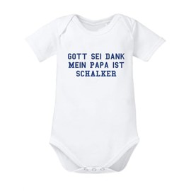 – Thank God My Papa Is Fans, Royal Blue Print – Baby Body - white / blue