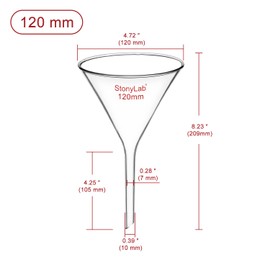 stonylab Glass Funnel, Pack of 2, Heavy Walled Borosilicate Glass, Short Handle, Filter Funnel, Laboratory Glassware, Diameter 120 mm