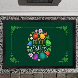 speecheese Happy Easter Doormat XXL 50 x 75 cm with Spring Motifs as Decoration for Spring for Home and Patio to Welcome Your Guests on Easter Sunday