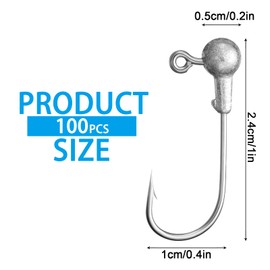 Sumind 100 Piezas Anzuelos de Pesca con Cabezas Plomadas Ganchos de Plantilla de Cabeza con Anzuelos Barb sin Pintar con Caja de Pesca de Plástico para Pescar (1 g/ 1/32 oz)
