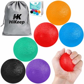 HiKeep Stress Balls for Adults (6 Pack), Stress Ball, Hand Strengthening Devices, Hand Exercisers for Strength, Exercise Squeeze Squishy Wrist Ball, Physical Therapy Exerciser, Grip Strength Trainer