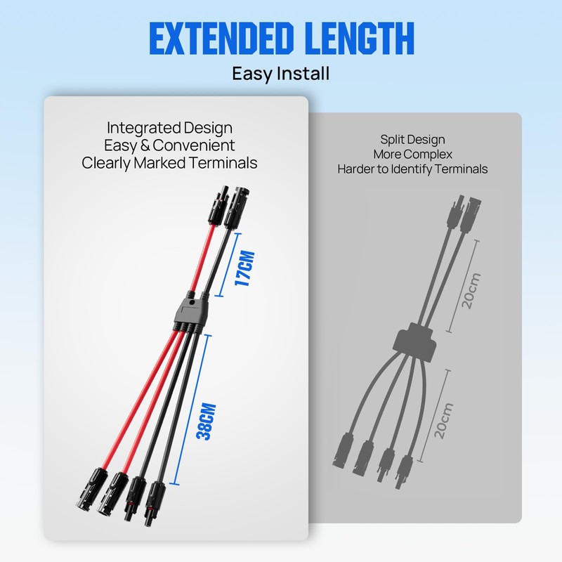 ECO-WORTHY Integrated Solar Connector 2-4 Y Branch Parallel PV Adapter