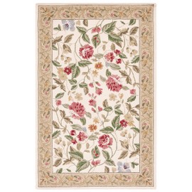 SAFAVIEH Chelsea Collection Area Rug - 5'3" x 8'3", Ivory & Beige, Hand-Hooked French Country Wool, Ideal for High Traffic Areas in Living Room, Bedroom (HK117A)