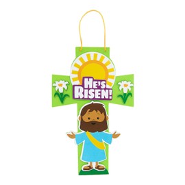 Fun Express HE'S RISEN CROSS CK - Craft Kits - VBS Vacation Bible School Supplies/Decor - 12 Pieces