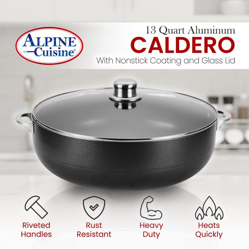 Alpine Cuisine Nonstick Coating Aluminum Hot Pot Caldero Dutch Oven