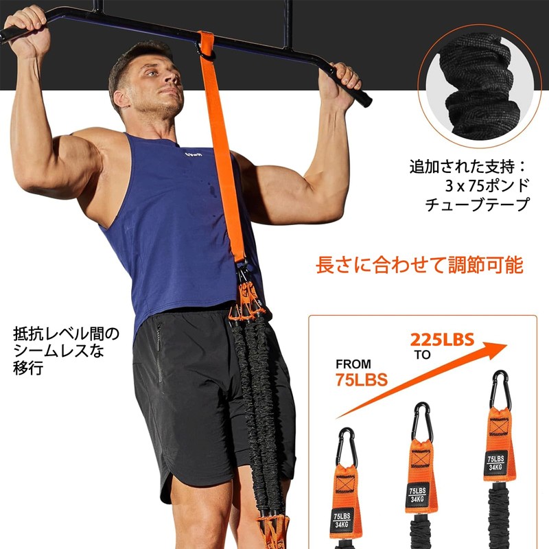 AUTAKI Pull Up Tube Assistance, 3 Adjustable Levels, 6-Piece Set,