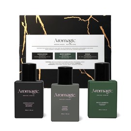 Aromagic Men's Luxury Mini Perfume Trio, 3 x 30ml Travel Set - Long Lasting Fragrance Gift Box, OCEAN, Oud Wood, MOSO BAMBOO, Perfect for Men's Daily Use and Travel