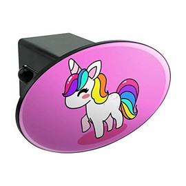 GRAPHICS & MORE Cute Kawaii Rainbow Unicorn Chibi Oval Tow Trailer Hitch Cover Plug Insert