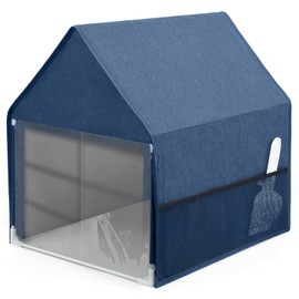 Yeebeny Cat Litter Box Cover, Enclosed Cat Potty Pet Litter Box, Open Curtain for Easy Access to The Top Closed Cover, Removable for Easy Cleaning and Care(Blue)