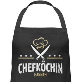 Geschenk mit Namen personalisiert by Shirtracer - Apron - Cooking Apron Women - Chef with Name I Gift for Chef I Hobby Chef I Christmas I Birthday I Mother's Day, 1 black