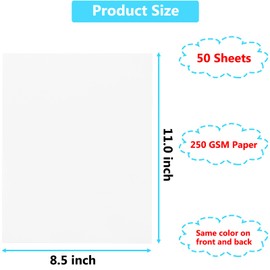 50 Sheets White Cardstock Paper 8.5 x 11 Inches, 250 GSM/92 lb Thick Card Stock Paper White Construction Paper for DIY Cards, Cardstock Printer Paper Scrapbook Paper Cardboard Paper for Crafts