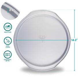 Baker's Secret 2pcs Pizza Pan for Oven 14", Baking Area 12", Aluminized Steel Pizza Baking Pan, 2 Layers Non-stick Coating Easy Release, Dishwasher Safe, Chemical Free No PFOA, PFAS, PFOS, and PTFE