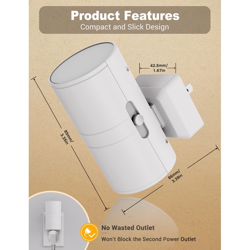 JandCase Night Lights Plug into Wall, Dimmable Night Light Plug