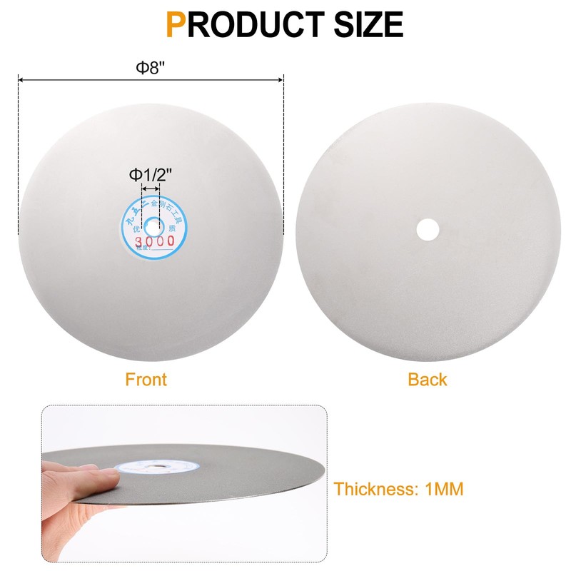 sourcing map Diamond Flat Lap Disc 8" x 1/2" Arbor