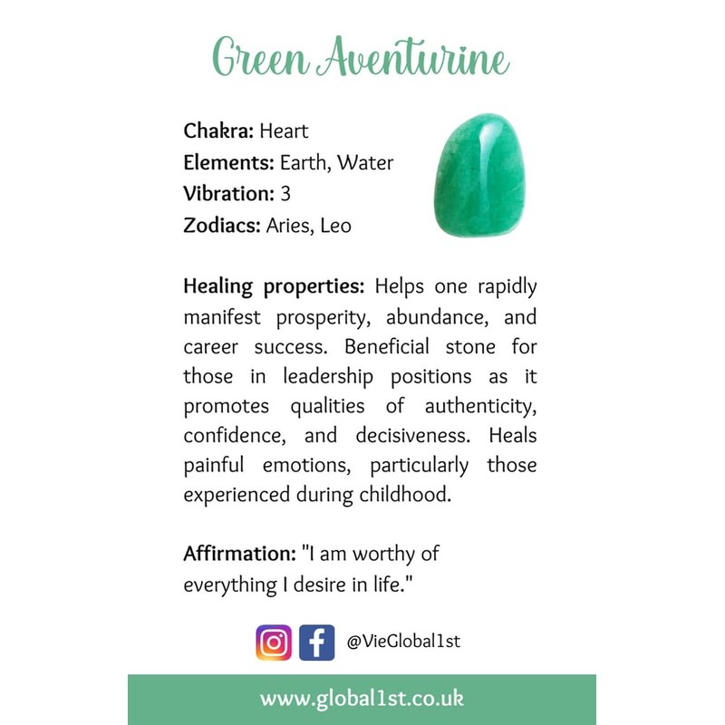 VIE Gua Sha Facial Massage Green Aventurine, 7x4cm