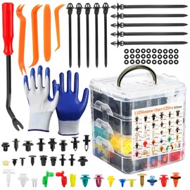 1240Pcs Car Retainer Clips & Fasteners Kit – 32 Universal Sizes Nylon Bumper, Fender Rivets, Door Panel Clips, and Plastic Rivets for Toyota, Ford, Benz, Chevy,with 10 Cable Ties and Removal Tool